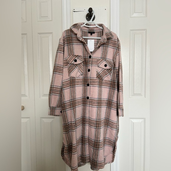 Plaid Jacket from Zoco Size Large - pink blue brown - never been worn - Picture 1 of 3
